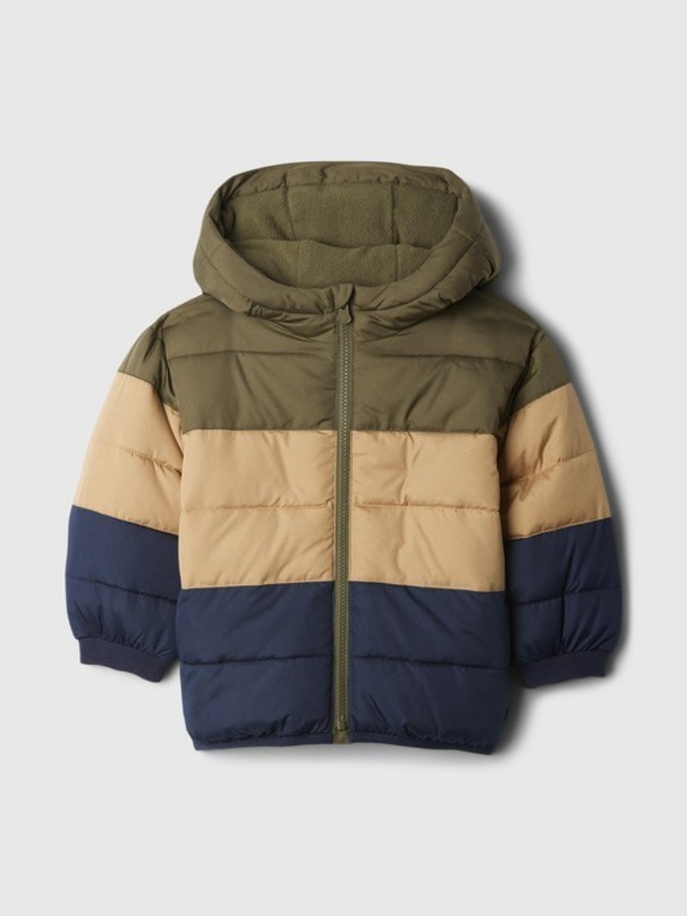 Baby Gap Quilted Warm Puffer Jacket Hooded Tri-Color Fleece Lined 5 Year